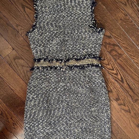 Boston Proper Blue and Gold Tweed Midi Dress - Picture 4 of 5